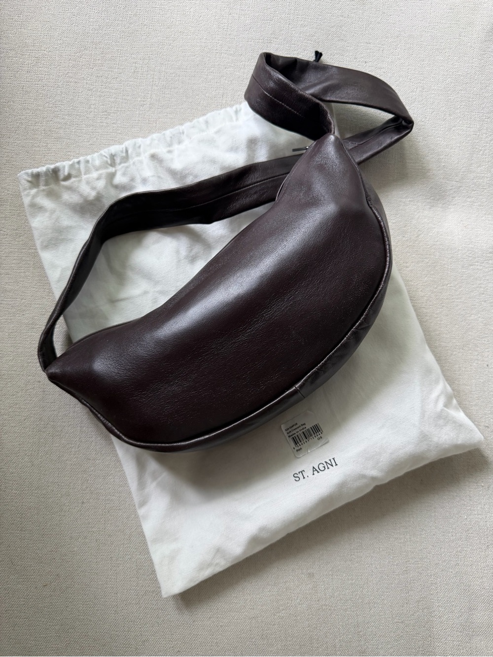 St Agni Leather Crescent Bag
